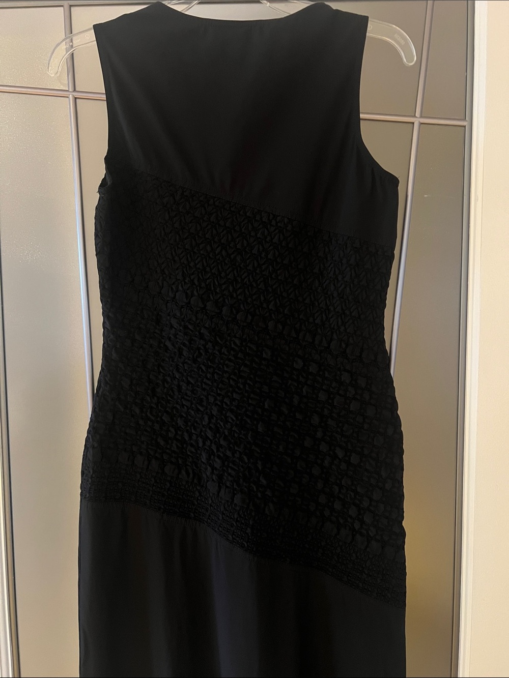 Kenzo Jeans 90’s Minimalist Black Dress Popcorn Texture Asymmetrical Waist 38 - Picture 8 of 9